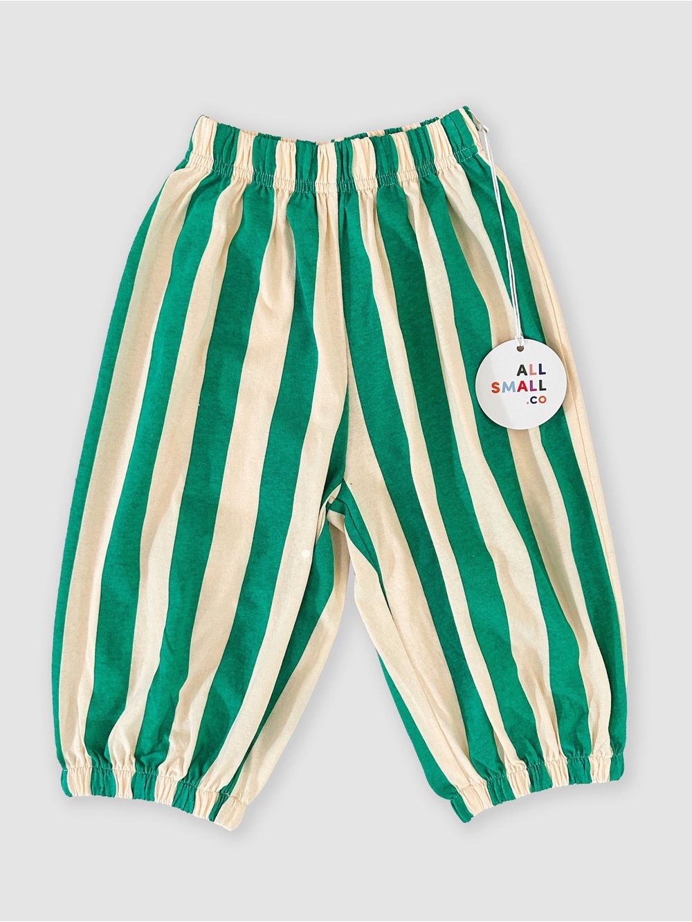 All Small Co Carousel Stripe Pants Green Cream 6M